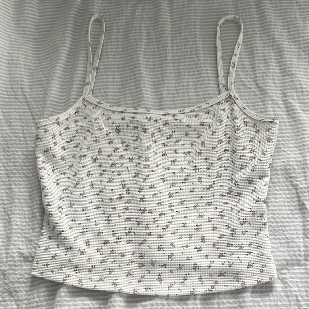 Garage White Cream Fitted Crop Camisole